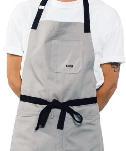 Daily Cotton Kitchen Apron for Cooking- Mens and Womens Professional Chef or Server Bib Apron - Adjustable Straps with Pockets and Towel Loop (Grey)