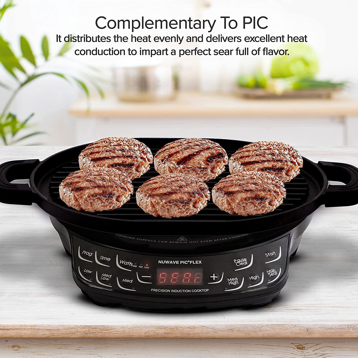 Cast Iron Grill. 12.42X10.21 Non-Stick Grilling Surface. Deep Grill Ridges. Pre-Seasoned. Stay-Cool Silicone Handles. Easy-To-Clean. Oven Safe. Stovetop. BBQ. Fire & Smoker. Induction-Ready - Image 6