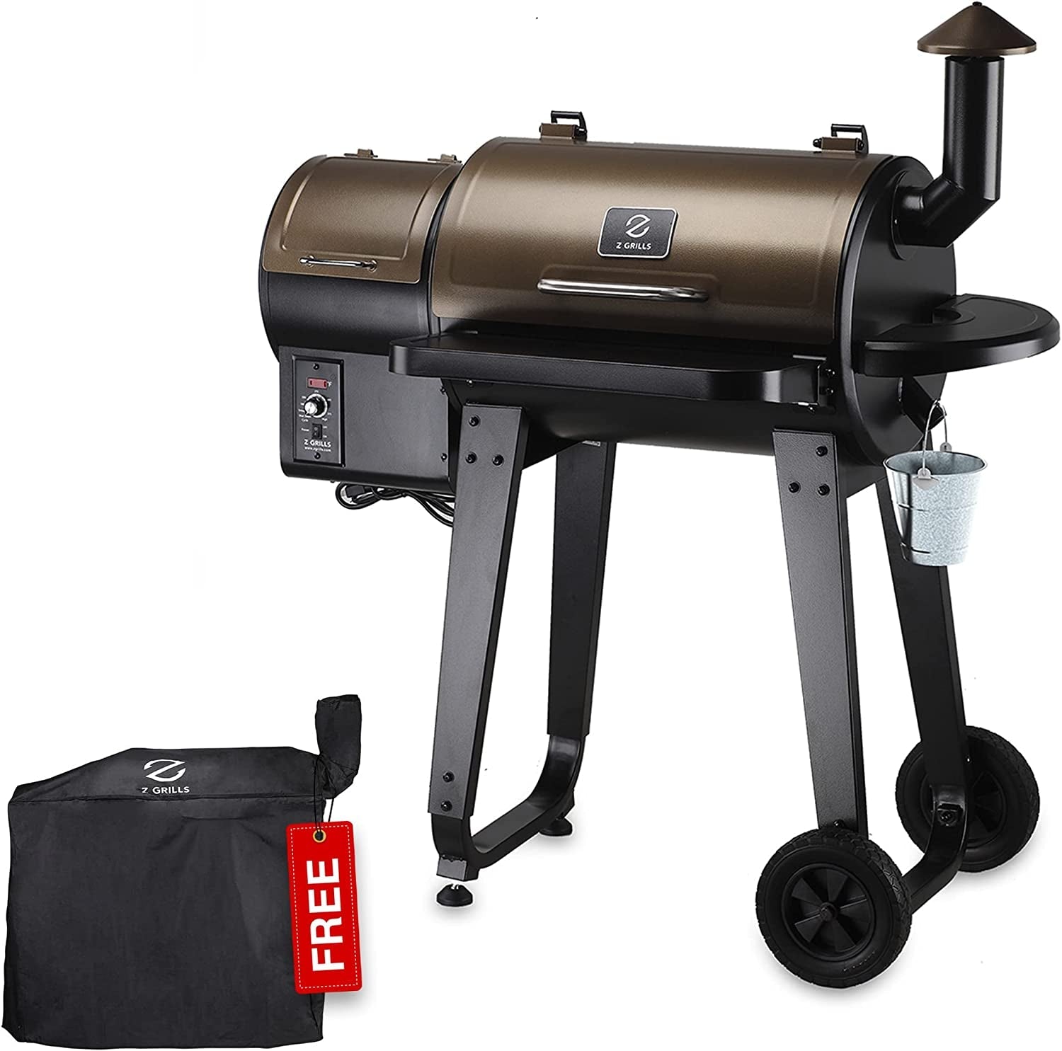 ZPG-450A 2023 Upgrade Wood Pellet Grill & Smoker 6 in 1 BBQ Grill Auto Temperature Control. 450 Sq in Bronze