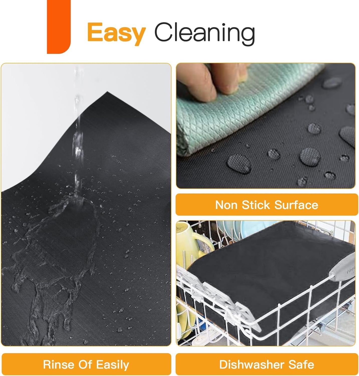 SKYBD Grill Mats for Outdoor Grill. 100% Nonstick Teflon BBQ Grill Mat Baking Mats. Reusable and Easy to Clean. (Set of 6). Works on Gas. Charcoal. Electric Grill 15.8 X 13-Inch. Black - Image 4