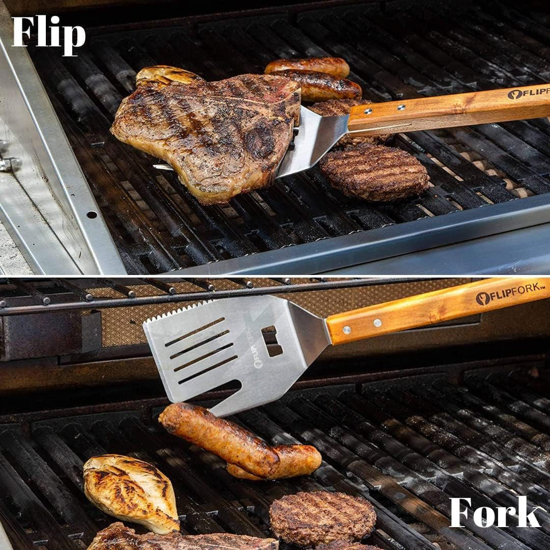 Flipfork Boss - 5 in 1 Grill Spatula with Knife. Fork. Bottle Opener and Turner BBQ Tools. All in One Grill Accessories Set for Outdoor Grills. 18 Inch Grilling Accessories BBQ Set - Image 3