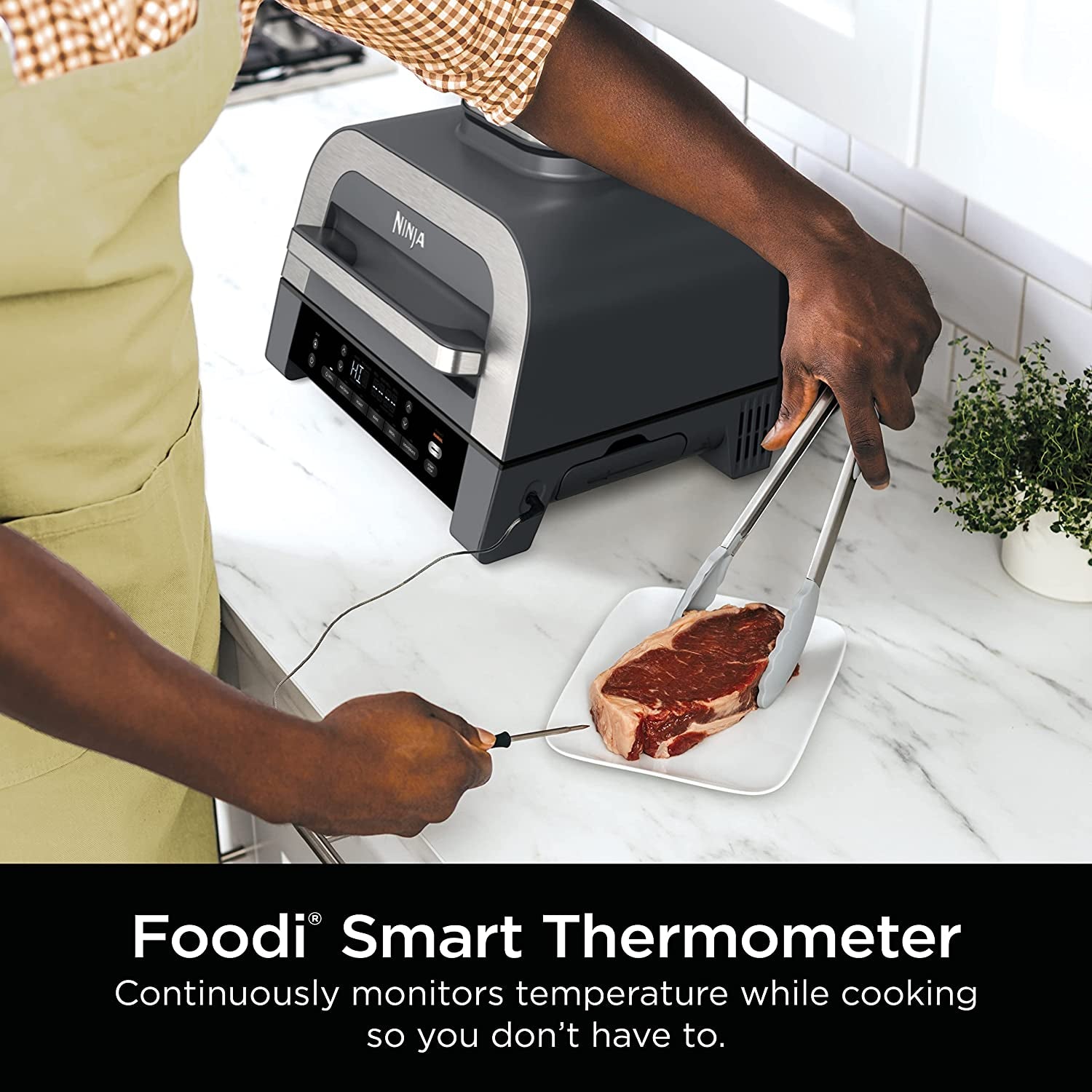 DG551 Foodi Smart XL 6-In-1 Indoor Grill with Air Fry. Roast. Bake. Broil. & Dehydrate. Foodi Smart Thermometer. 2Nd Generation. Black/Silver - Image 7