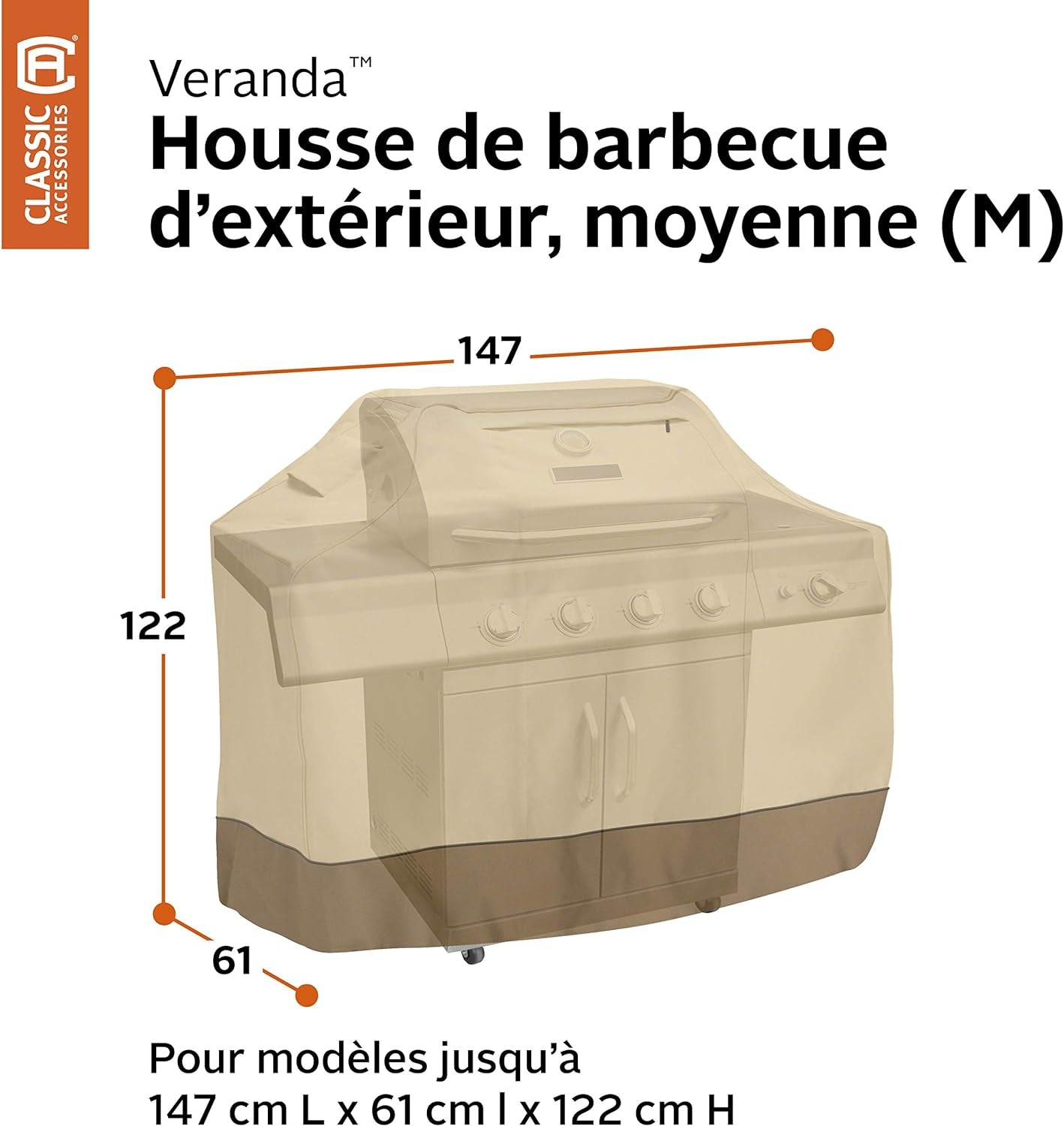 Classic Accessories Veranda Water-Resistant 58 Inch BBQ Grill Cover - Image 2