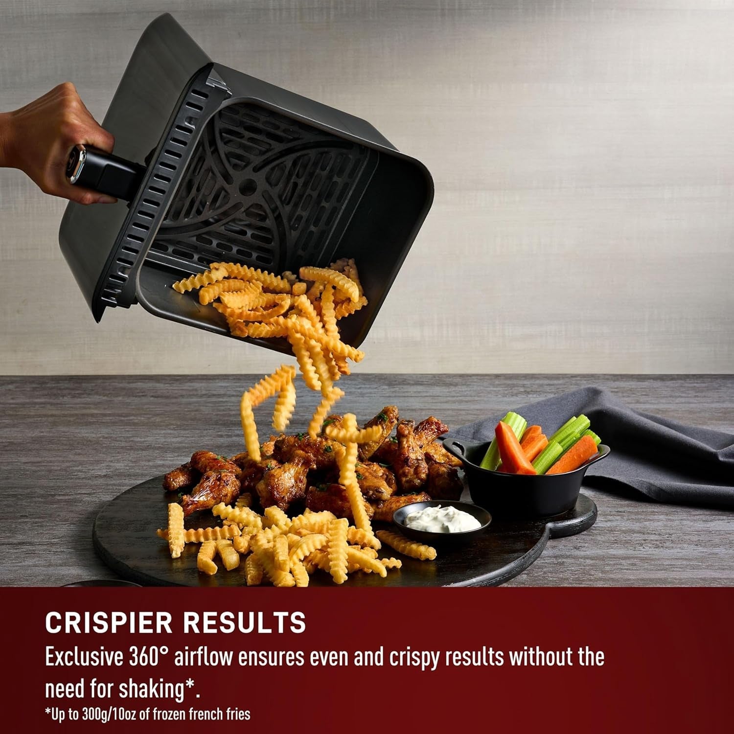 T-Fal Infrared Air Fryer: 6 Qt Digital Touch Screen. 7-In-1 Cooking Functions. 45-Seconds to Reach 750°F on Carbon Fiber Heater Surface. No-Shake Technology. Crispy Finish. 1550W. Black - Image 5