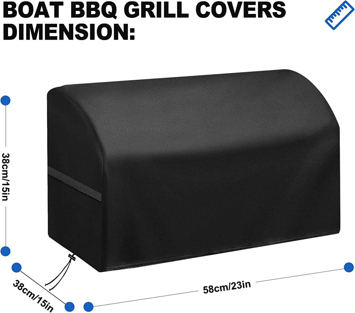 Boat BBQ Grill Cover Waterproof 23X15X15In. for Magma Chefsmate Gas Grill. Magma Cabo Grill. Magma Newport 2 Infra Red Grill. Magma Catalina 2 Infra Red Grill. Heavy Duty Windproof Anti-Uv - Image 2