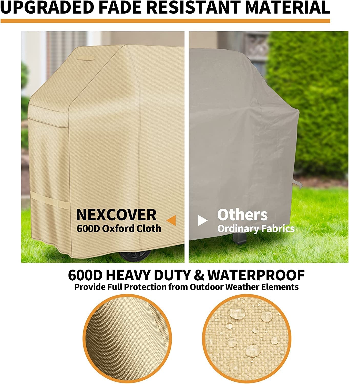 NEXCOVER Barbecue Gas Grill Cover - 55 Inch Waterproof BBQ Cover. Outdoor Heavy Duty Grill Cover. Fade & Weather Resistant Upgraded Material. Barbecue Cover for Weber. Brinkmann. Char Broil and More - Image 5
