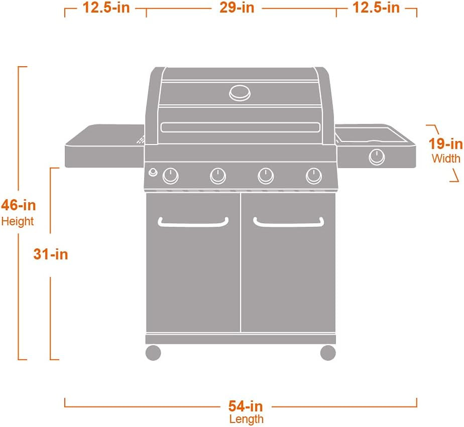 Monument Grills Larger Convertible 4-Burner Natural Gas Grill Stainless Steel Cabinet Style Propane Grills. LED Controls.Side Burner(Without Conversion Kit) - Image 2