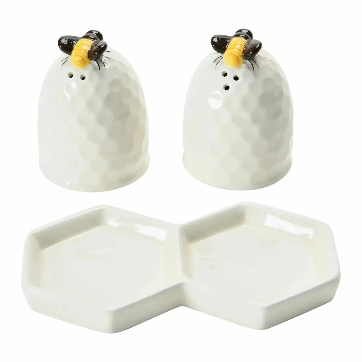Beehive Salt and Pepper Shakers with Plate - Image 3