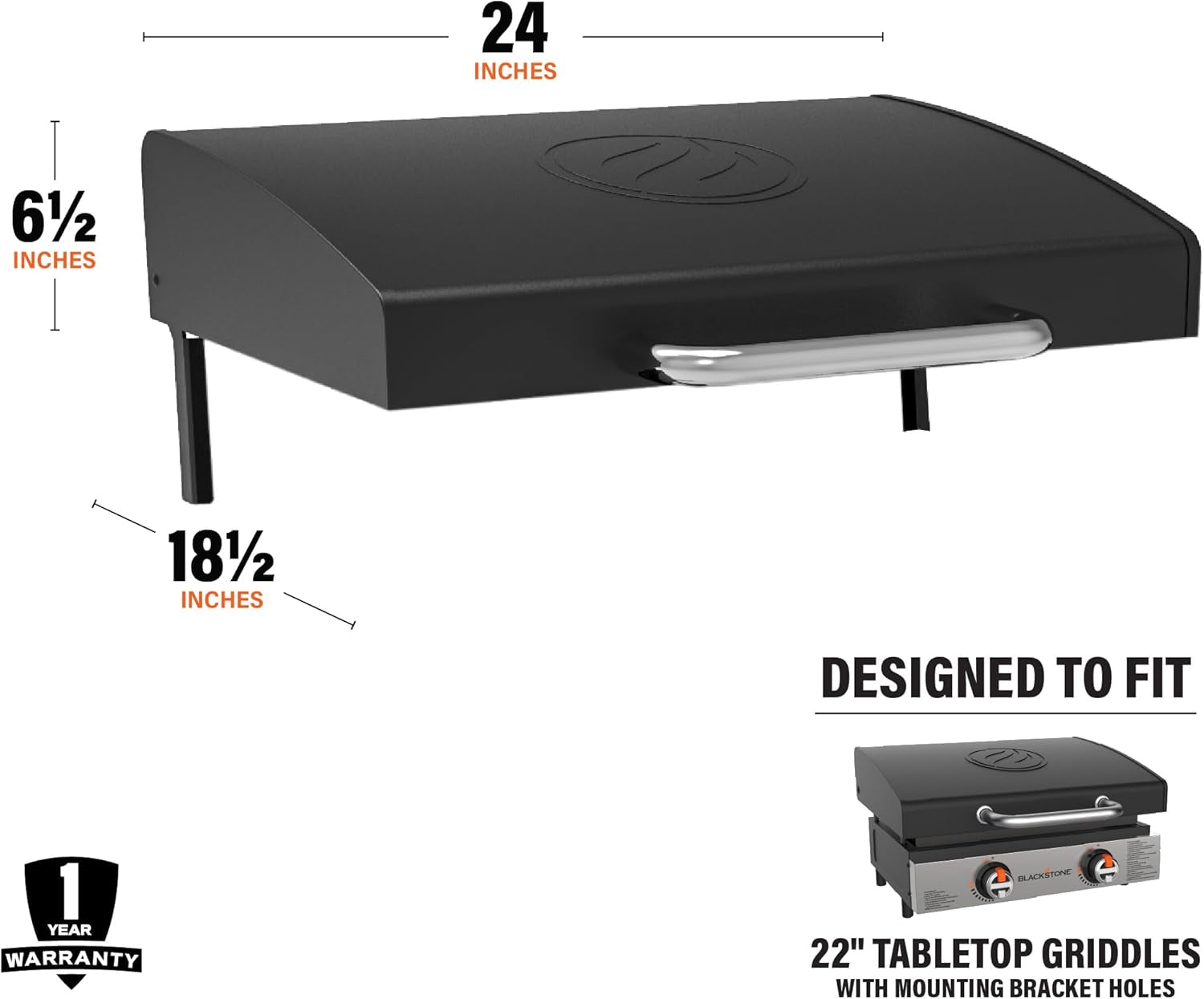 Blackstone 5011 22 Tabletop Griddle Hood. Powder Coated Steel. Black. Fits Non-Omnivore Griddles. - Image 3