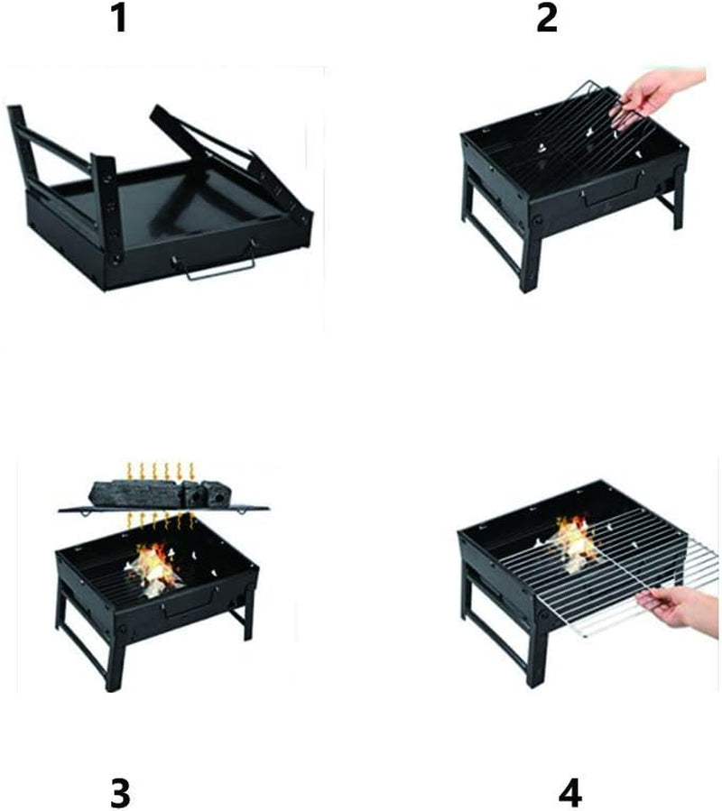 Yahpetes Portable Charcoal Grill 13.78 Folding BBQ Barbecue Folding Barbecue Rack Wire Meshes Portable Household Charcoal Grills for Outdoor Grilling - Image 5