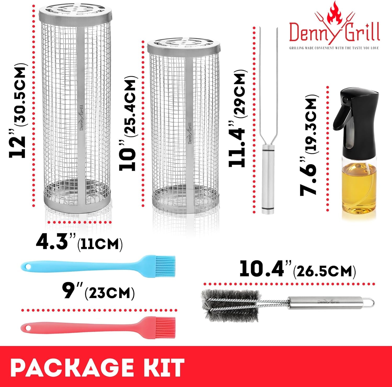 Baskets for Outdoor (2PCS. 2024 Upgraded) - Rolling Grilling Barbecue 360 Cylinder Accessories for Cooking Vegetables Fish Meat BBQ Outdoor - 304 Stainless Steel Basket Cool Thing for Gift for Men and Camping - Image 2