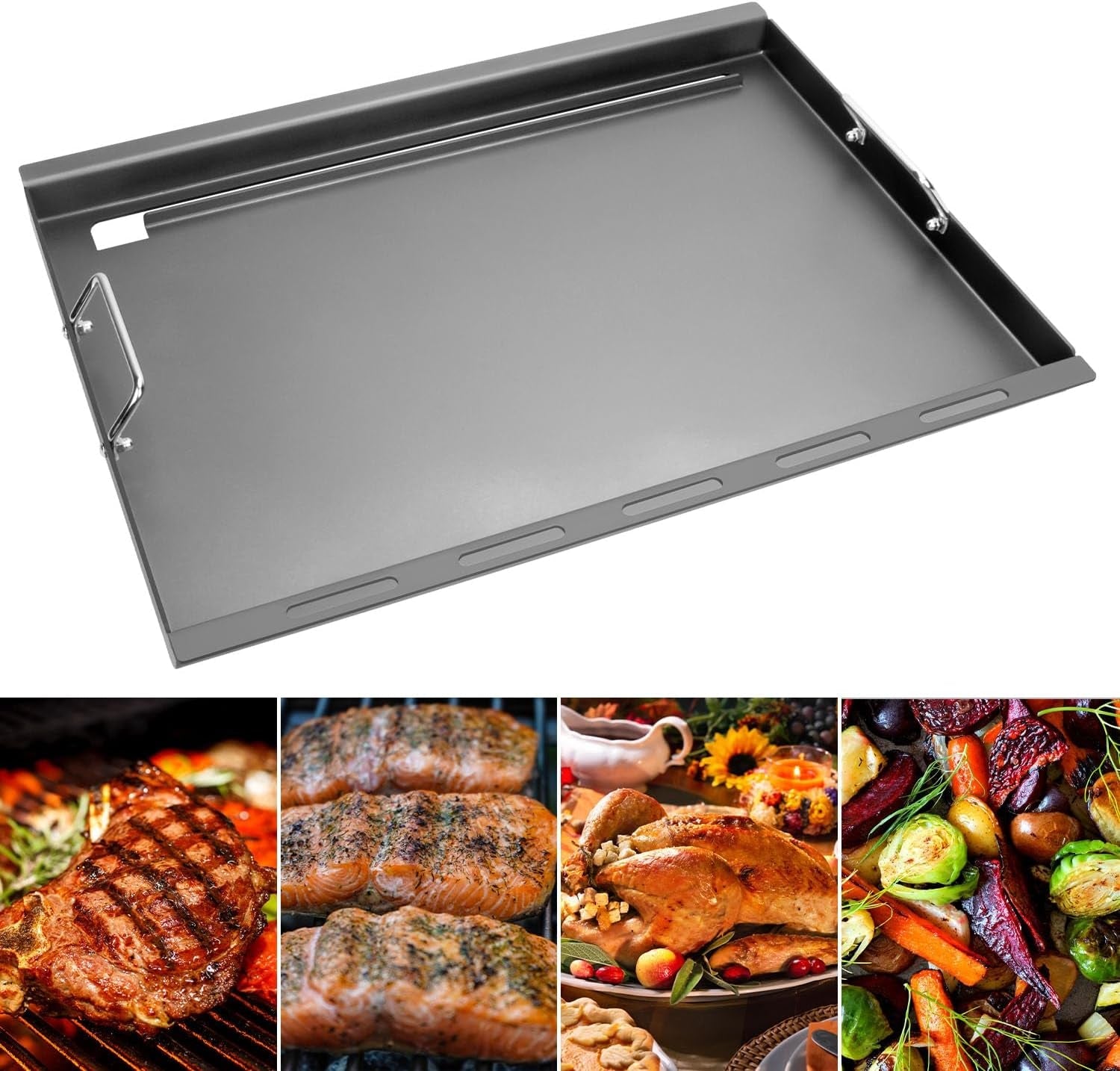 Full-Size Griddle Inserts for Weber Genesis 300 Gas Grill. Griddle for Weber Genesis 300 Series E-310 E-320 E-330 S-310 S-320 S-330 EP-310 EP-320 EP-330 CEP-310 CEP-330 Replace for Weber 7524 Grate*2 - Image 4