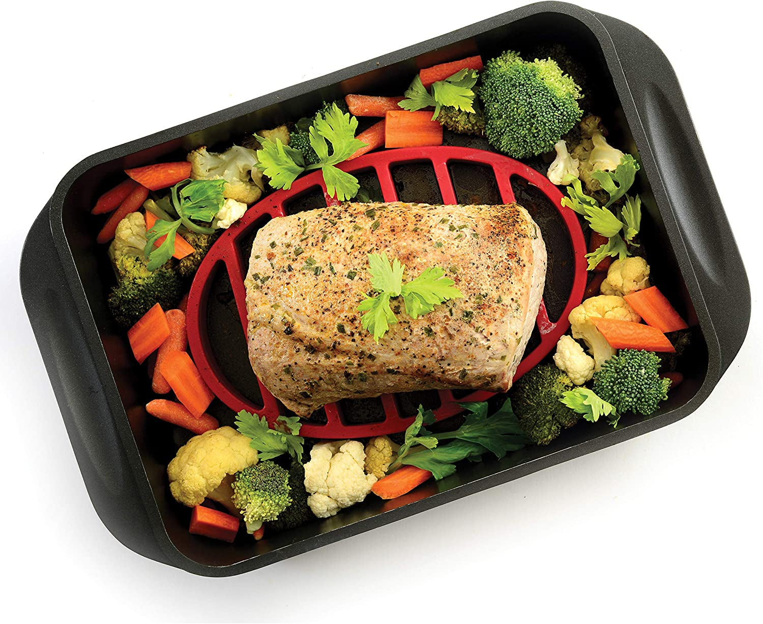 Norpro 405 Oval Silicone Roast Rack. Red 9X6 - Image 6