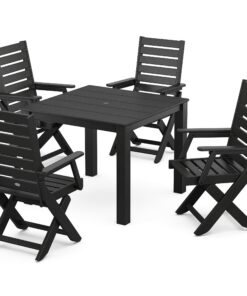 Polywood: Captain Folding Chair 5-Piece Parsons Dining Set