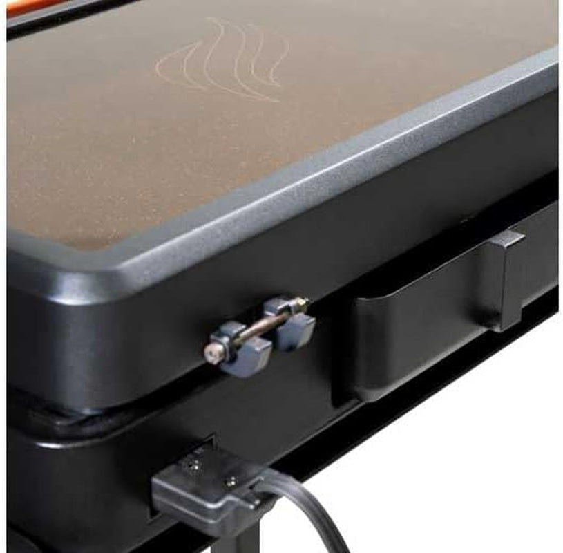 22-Inch Electric Griddle - 1200W Non Stick Ceramic Titanium Coated Stainless Steel Tabletop Griddle with Ez-Touch Control Dial. LCD Display. Patented Rotate & Remove Glass Hood - 8001 - Image 9