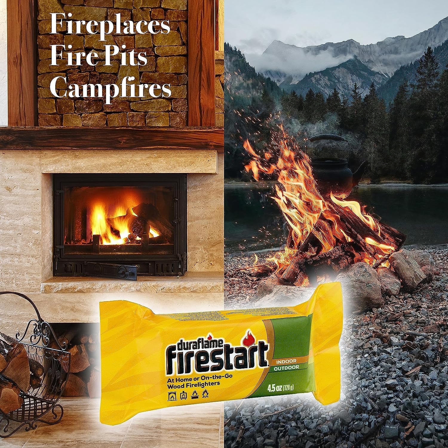 Fire Starter for Indoor and Outdoor Use - Quick Ignition Fire Logs for BBQ. Fireplace. Fire Pit and Campfires (24 Pack) - with 1 Bonus Fire Color Changing Packet - Image 2
