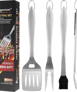 ROMANTICIST 4Pc Heavy Duty Grill Accessories for Top Chef - Professional Grill Tools Set & Basic BBQ Tools for Backyard Restaurant Outdoor Kitchen - Deluxe Grill Gift for Dad on Father'S Day Birthday