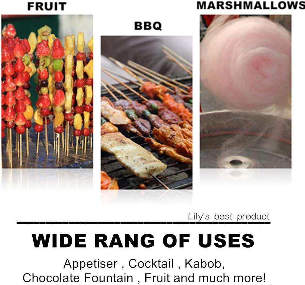 HOPELF 12 Natural Bamboo Skewers for Bbq .Appetiser .Fruit .Cocktail .Kabob .Chocolate Fountain .Grilling .Barbecue .Kitchen .Crafting and Party. Φ=4Mm. More Size Choices 6/8/10/14/16/30(100 PCS) - Image 7