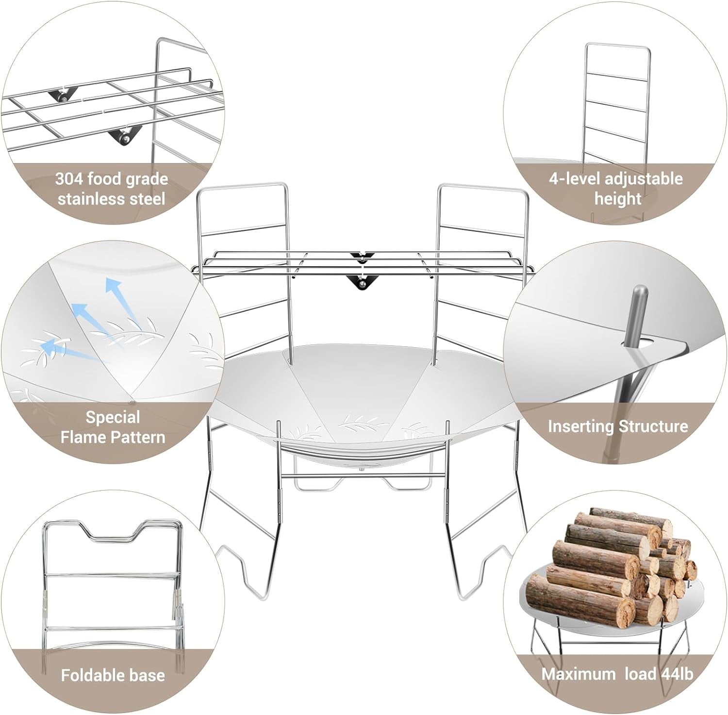 Actdoer Camping Fire Pit 17 Inch - 304 Stainless Steel Portable Fire Pit with Storage Bag for Outdoor Wood Burning. Camping. Backpacking. Outdoor Heating - Image 4