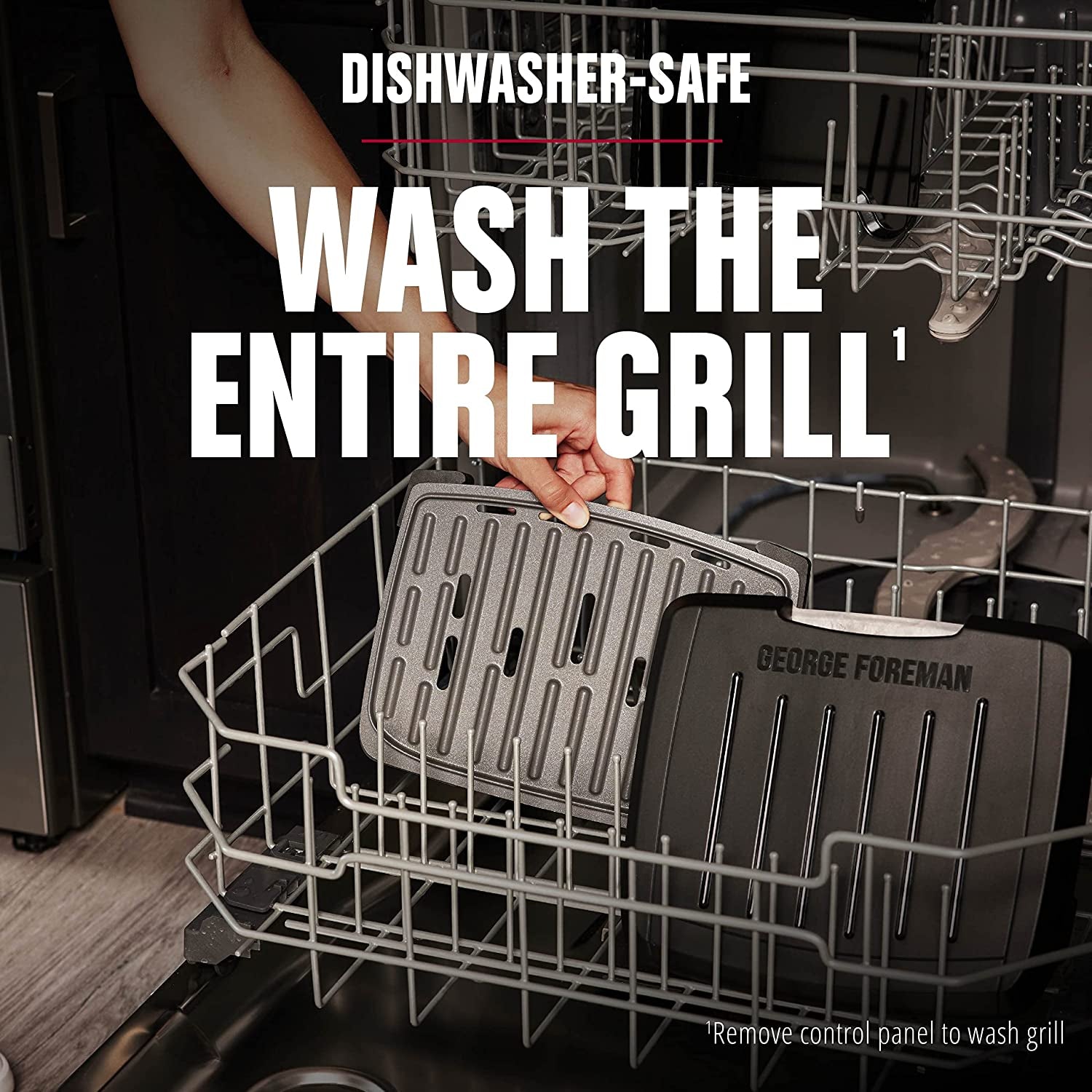 ® Fully Submersible™ Grill. NEW Dishwasher Safe. Wash the Entire Grill. Easy-To-Clean Nonstick. Black/Grey - Image 4