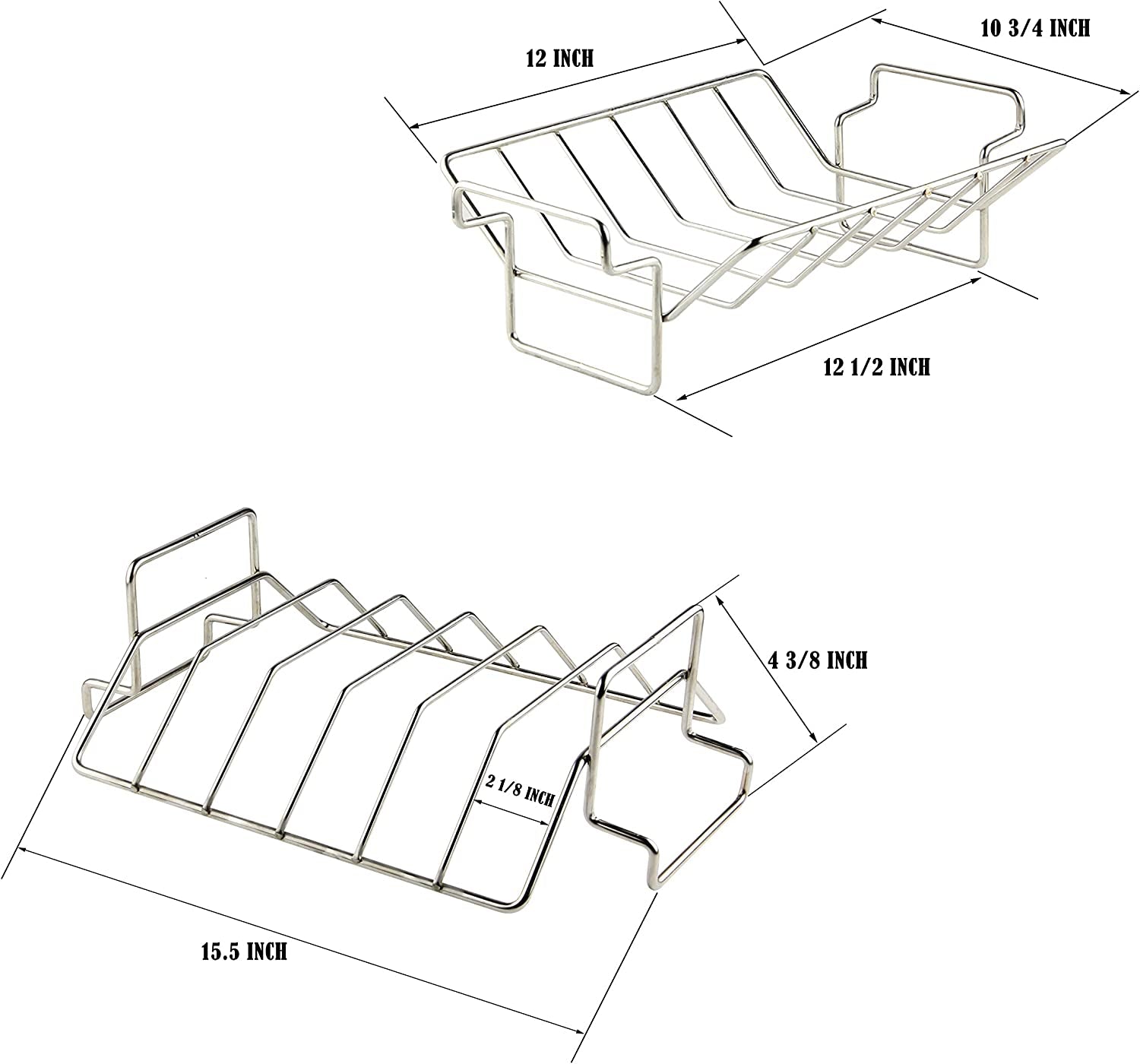 Turkey Roasting Rack Rib Rack for Big Green Egg - Stainless Steel Dual-Purpose Rib Racks for Smoking. U-Shaped Turkey Racks for Roasting Pan. for Big Green Egg. Kamado Joe. Char-Griller Akorn Etc - Image 5