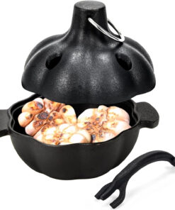 Cast Iron Garlic Roaster with Handle. Smoker Roaster. Garlic Cooker. Garlic Baker. Garlic Roasting Pot. Potato Baker. Mini Cocotte. Used in the Kitchen Oven or Outdoors on a BBQ Grill Stove