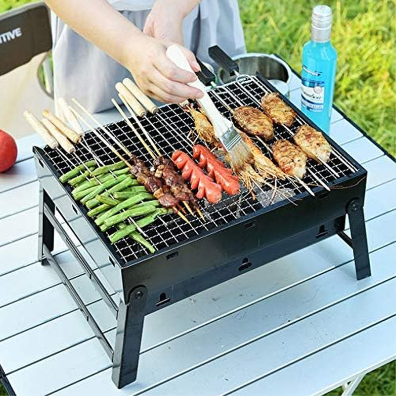 Yahpetes Portable Charcoal Grill 13.78 Folding BBQ Barbecue Folding Barbecue Rack Wire Meshes Portable Household Charcoal Grills for Outdoor Grilling - Image 6