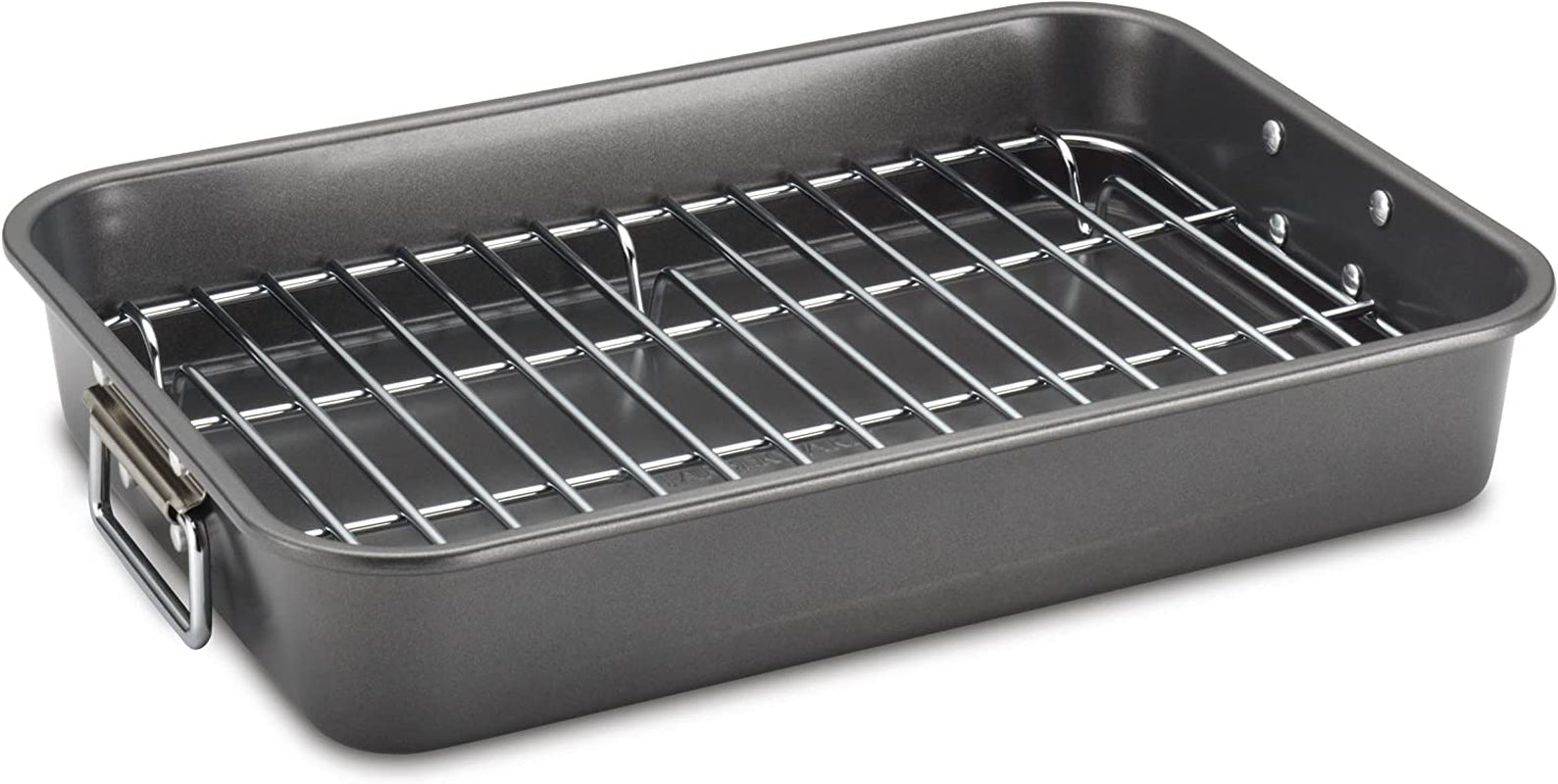 Farberware Bakeware Nonstick Steel Roaster with Flat Rack. 11-Inch X 15-Inch. Gray - Image 14