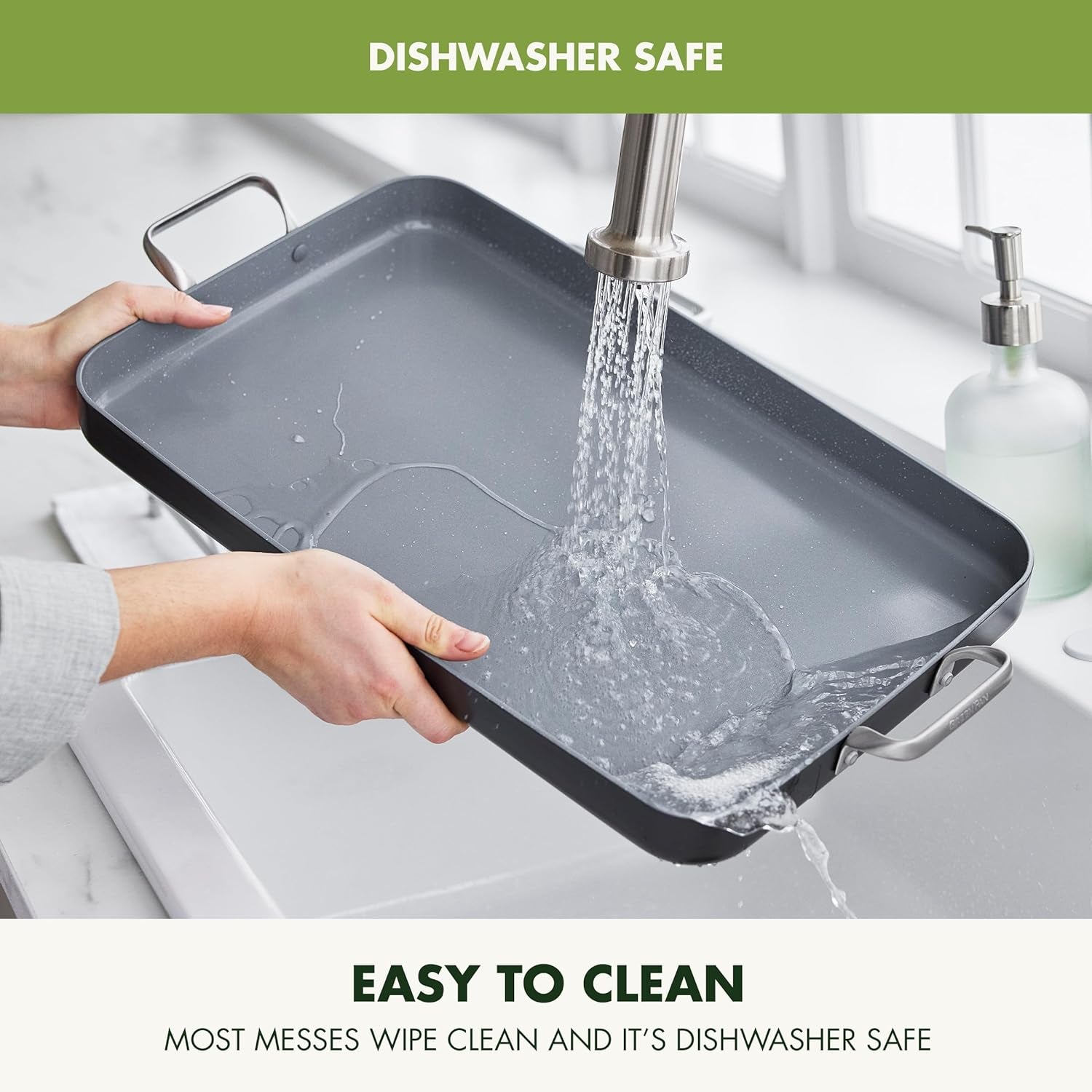 Greenpan Valencia Pro 18 X 11 Double Burner Griddle Pan. Induction Suitable. Ceramic Nonstick Pfas-Free. Rectangular Stovetop Cookware. Stainless Steel Handles. Dishwasher. Oven & Broiler Safe. Gray - Image 11