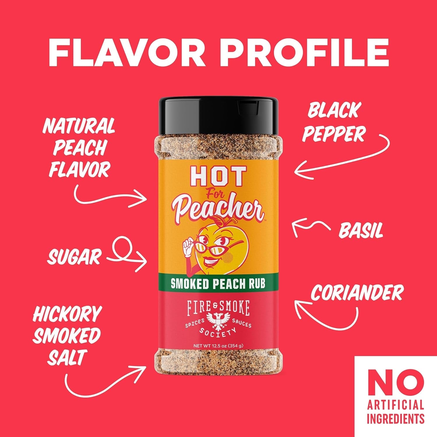 Fire & Smoke Society Hot for Peacher Smoked Peach BBQ Rub Seasoning for Smoking and Grilling Meat. Pork Ribs Chops. Poultry. Turkey. Burger. Chicken Wings. Barbecue Dry Rubs and Spices. 2-Pack - Image 3