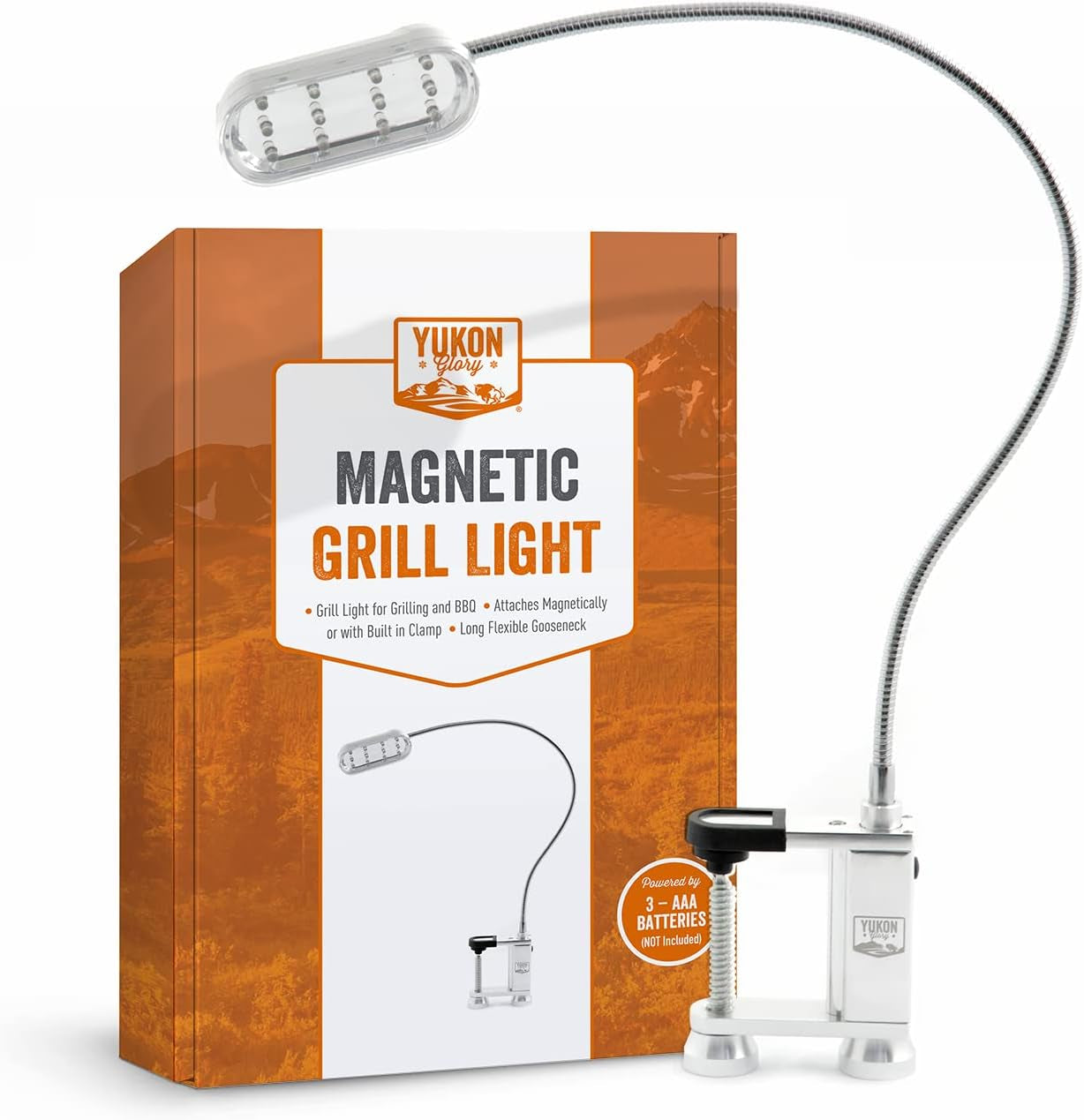 ™ Bright and Durable Magnetic LED Grill Light for Grilling and BBQ. Attaches Magnetically or with Built in Clamp. Long Flexible Gooseneck. Perfect for Blackstone Grills