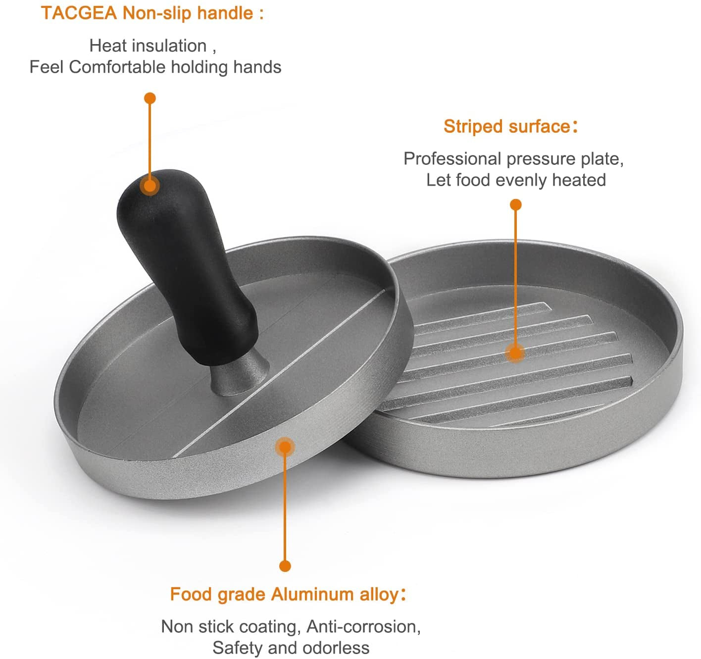 TACGEA Burger Press with 150 Patty Papers. Non-Stick Hamburger Patty Maker with Wax Paper. Aluminum Burger Maker for Kitchen BBQ Grill - Image 5