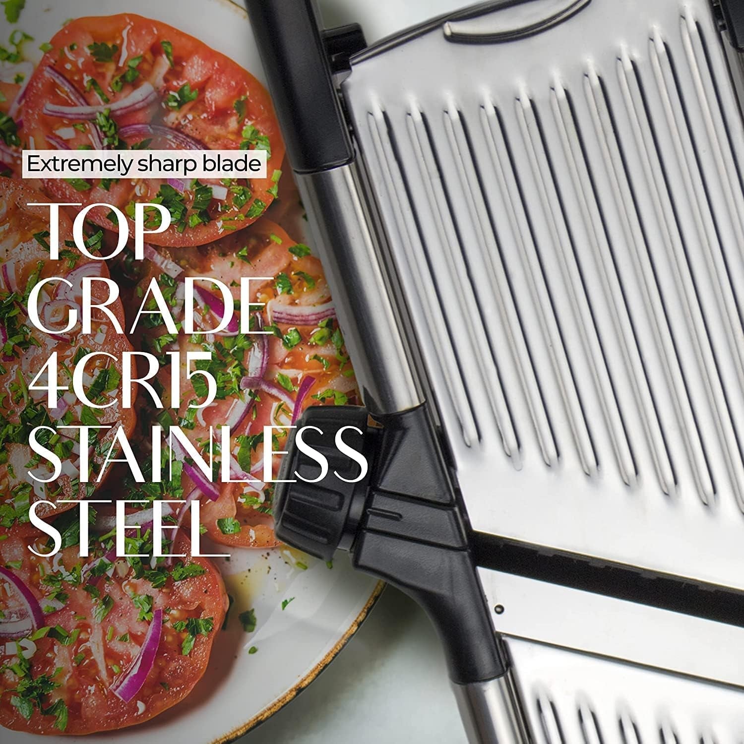 Gramercy Adjustable Mandoline Slicer – Stainless Steel Vegetable & Fruit Cutter with Cut‑Resistant Gloves - Image 2
