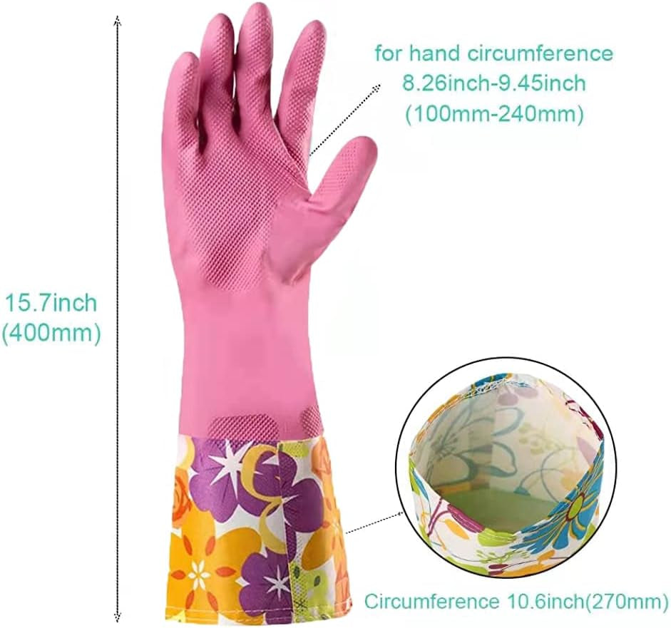 Dishwashing Rubber Gloves. Non-Slip Household Laundry Kitchen Cleaning Gloves. Reusable PU Waterproof Latex Gloves - Image 2