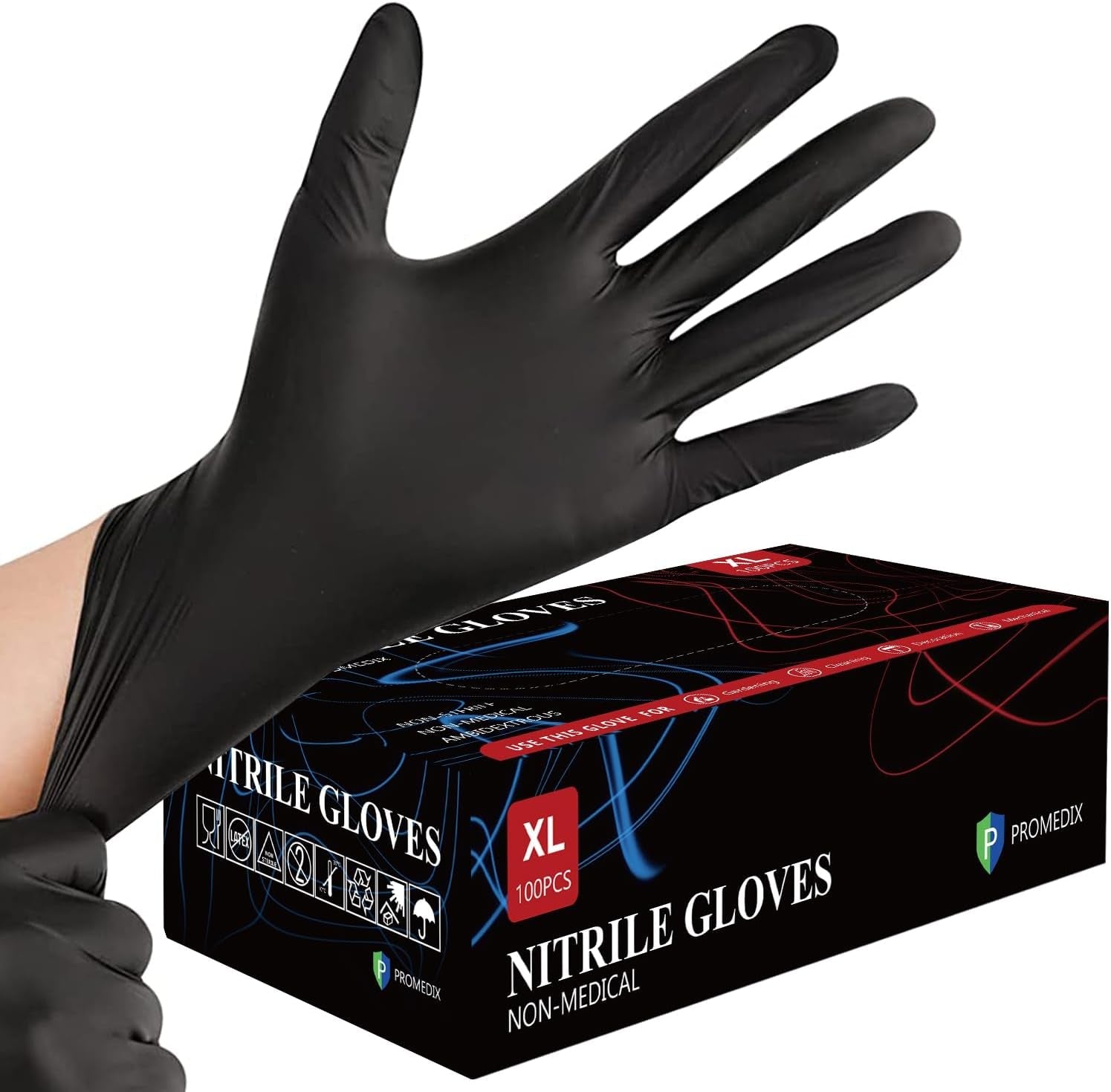 Nitrile Gloves. 4Mil-100 Count. Gloves Disposable Latex Free. Disposable Gloves for Household. Food Safe