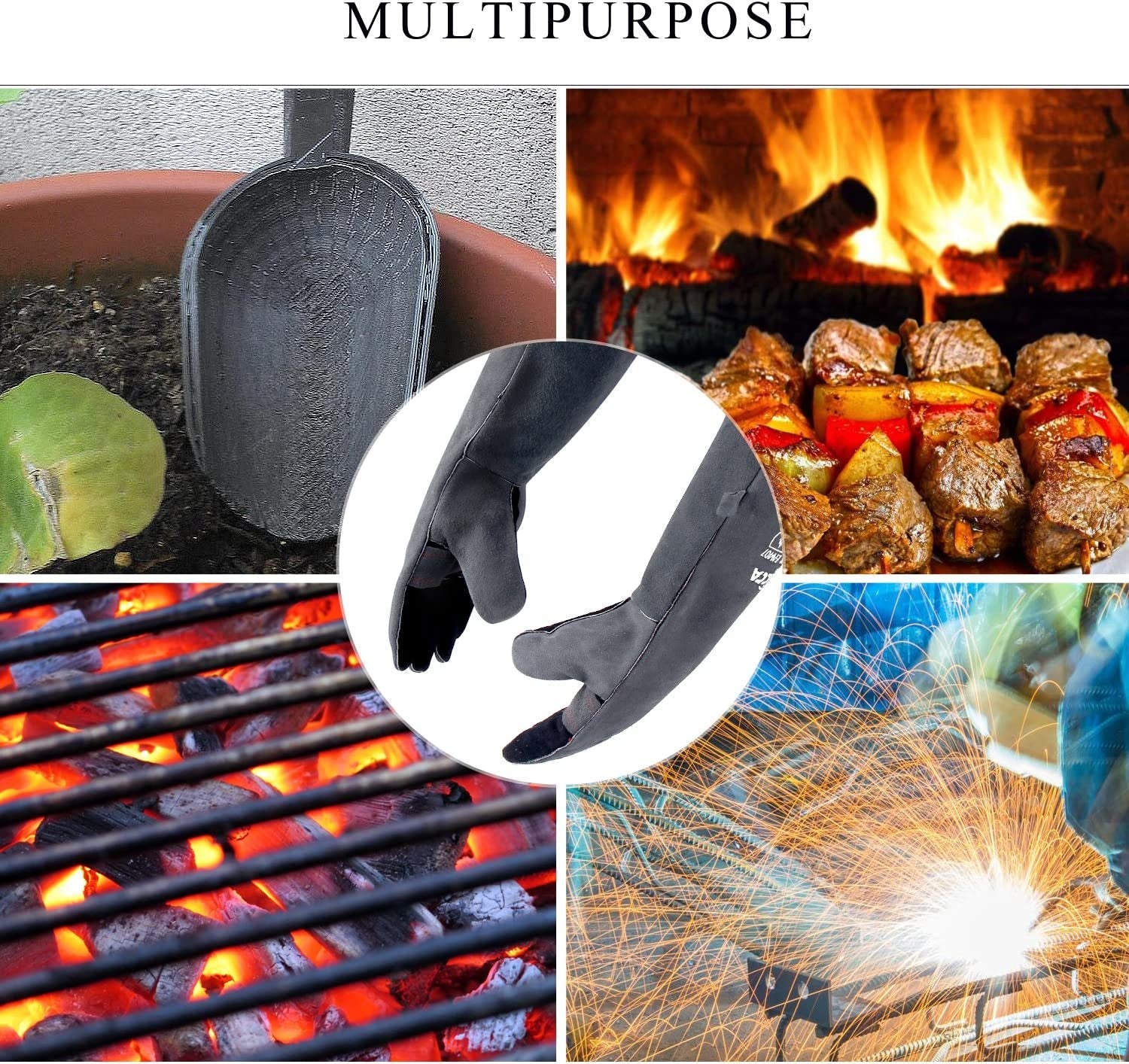 Welding Gloves 16 Inches.662℉.Heat Resistant Leather Forge/Mig/Stick Welding Gloves Heat/Fire Resistant. Mitts for Oven/Grill/Fireplace/Furnace/Stove/Pot Holder/Bbq/Animal Handling-Grey - Image 7