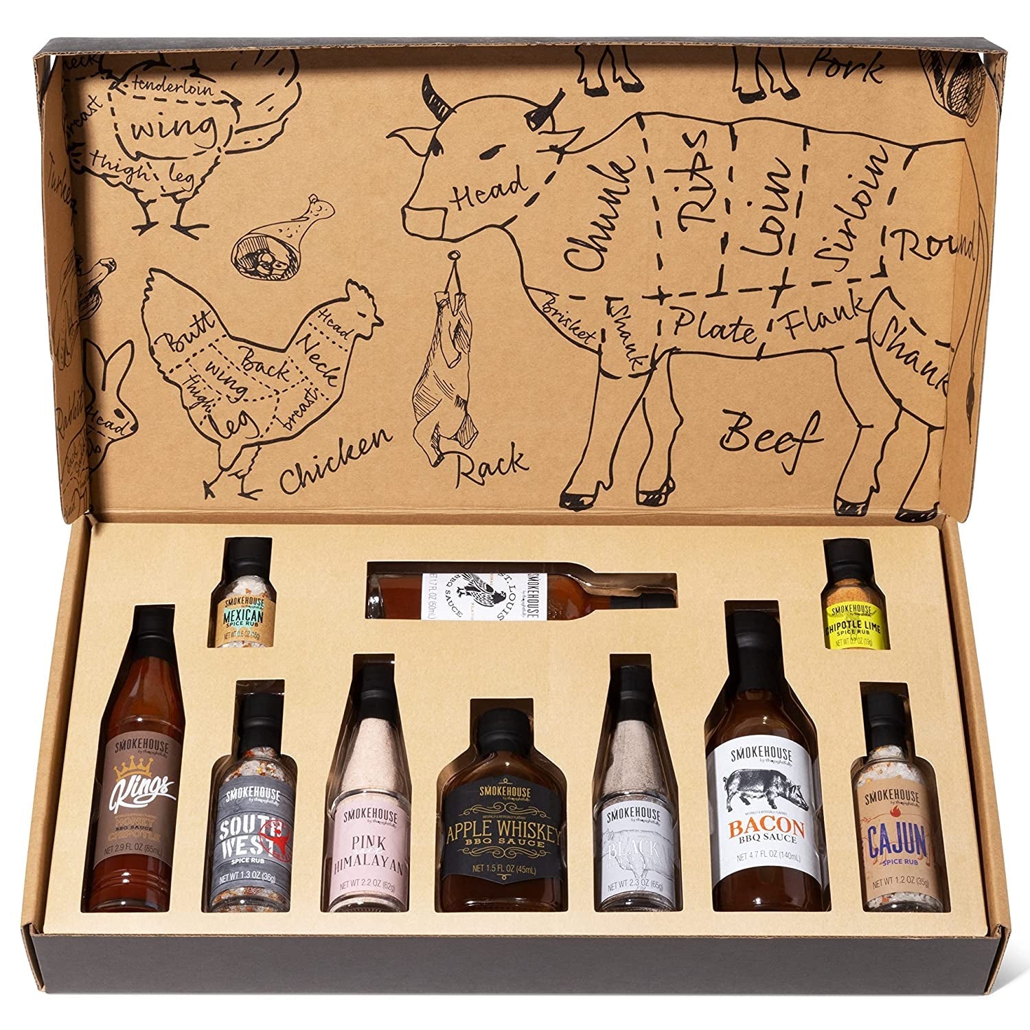 Smokehouse by Thoughtfully. Ultimate BBQ Sampler Set. Vegan and Vegetarian. Includes a Variety of Flavorful USA Made BBQ Sauces. Rubs. and Salts for Smoking and Grilling in Sample Size Glass Bottles - Image 4