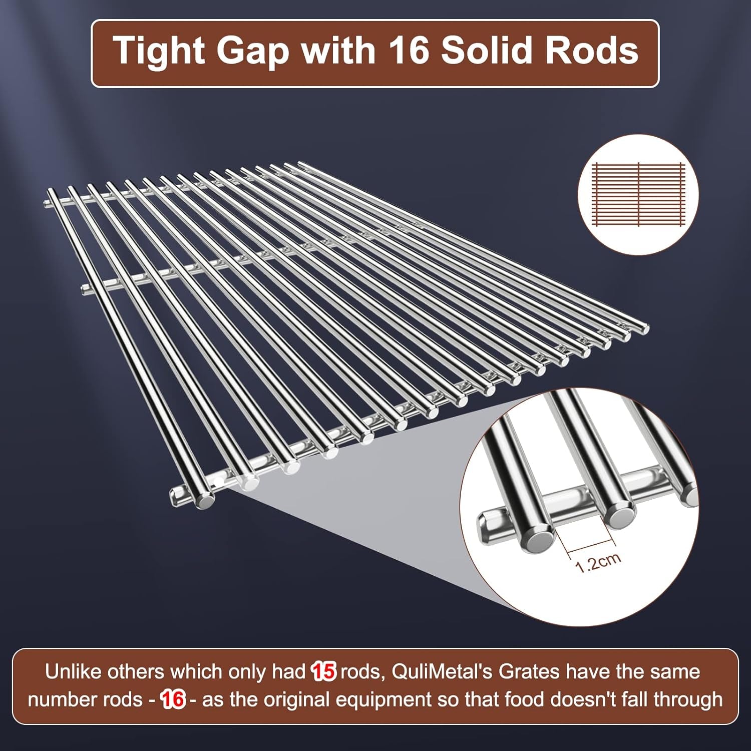 Qulimetal SUS304 Grill Grates for Weber Spirit 300 and GS4 Spirit II 300 Series. Spirit 700. Genesis Silver B & C. Genesis Gold B & C. Genesis Platinum B & C. Genesis 1000-3500 - Image 5