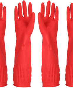 Rubber Cleaning Gloves Kitchen Dishwashing Glove 2-Pairs and Cleaning Cloth 2-Pack.Waterproof Reuseable. (Medium)