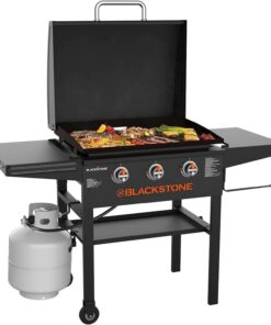 28 Inch Blackstone Griddle 2080 Original 3-Burner XL Griddle with Hood and Side Shelves Outdoor Flat Top Grill