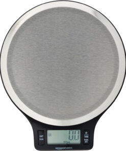 Amazon Basics Digital Kitchen Scale with LCD Display. Batteries Included. Weighs up to 11 Pounds. Black and Stainless Steel