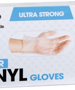 Forpro Disposable Vinyl Gloves. Clear. Industrial Grade. Powder-Free. Latex-Free. Non-Sterile. Food Safe. 2.75 Mil. Palm. 3.9 Mil. Fingers. Medium. 100-Count