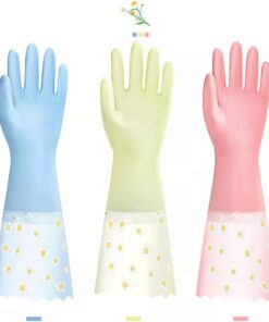 Dishwashing Cleaning Gloves 3 Pairs - Reusable Rubber Gloves Non-Slip Laundry Kitchen Gardening Household Gloves