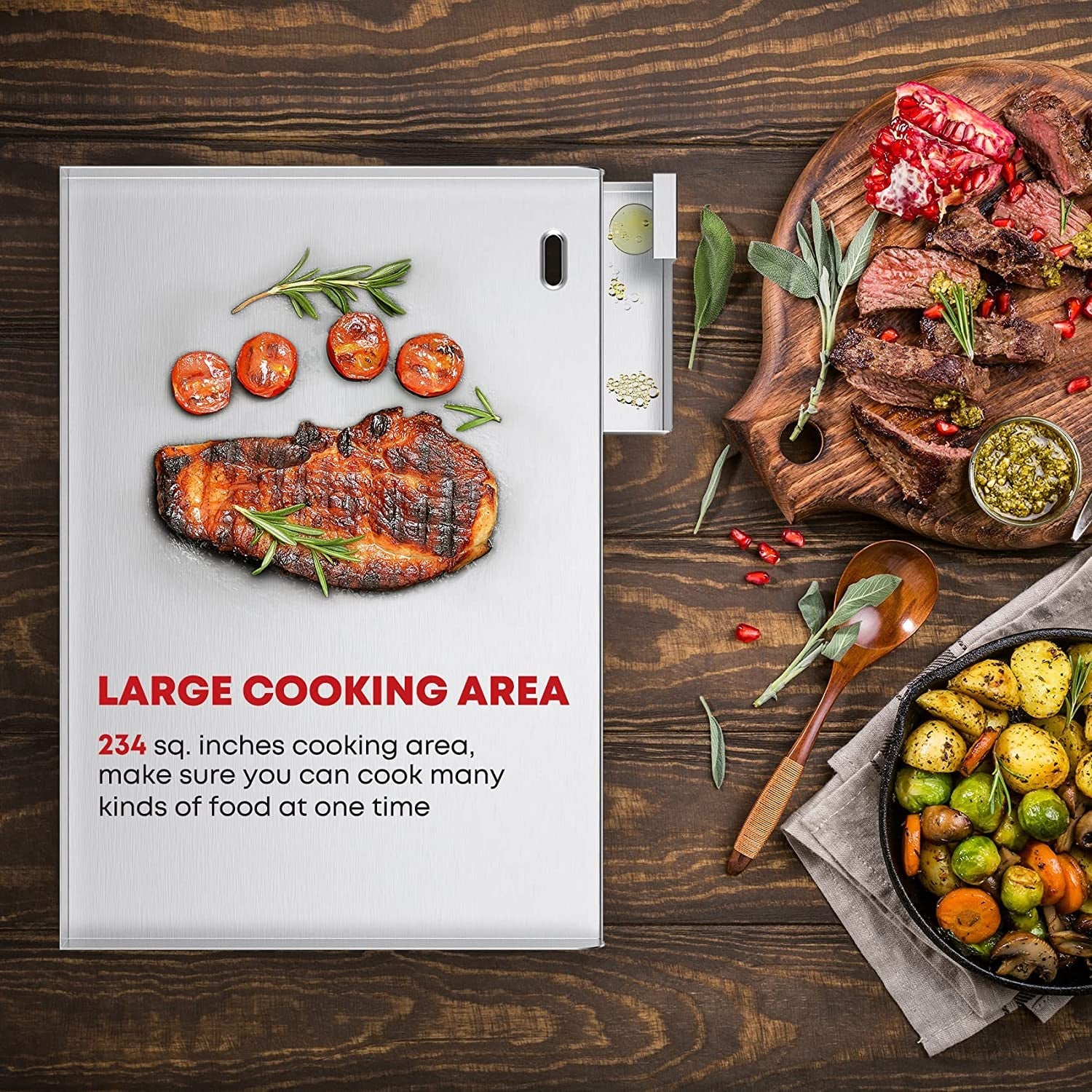 Universal Stainless Steel Grill Griddle with Even Heat Cross Bracing for BBQ Charcoal/Gas Grills. Camping. Tailgating. and Parties 18 X 12.5 - Image 7