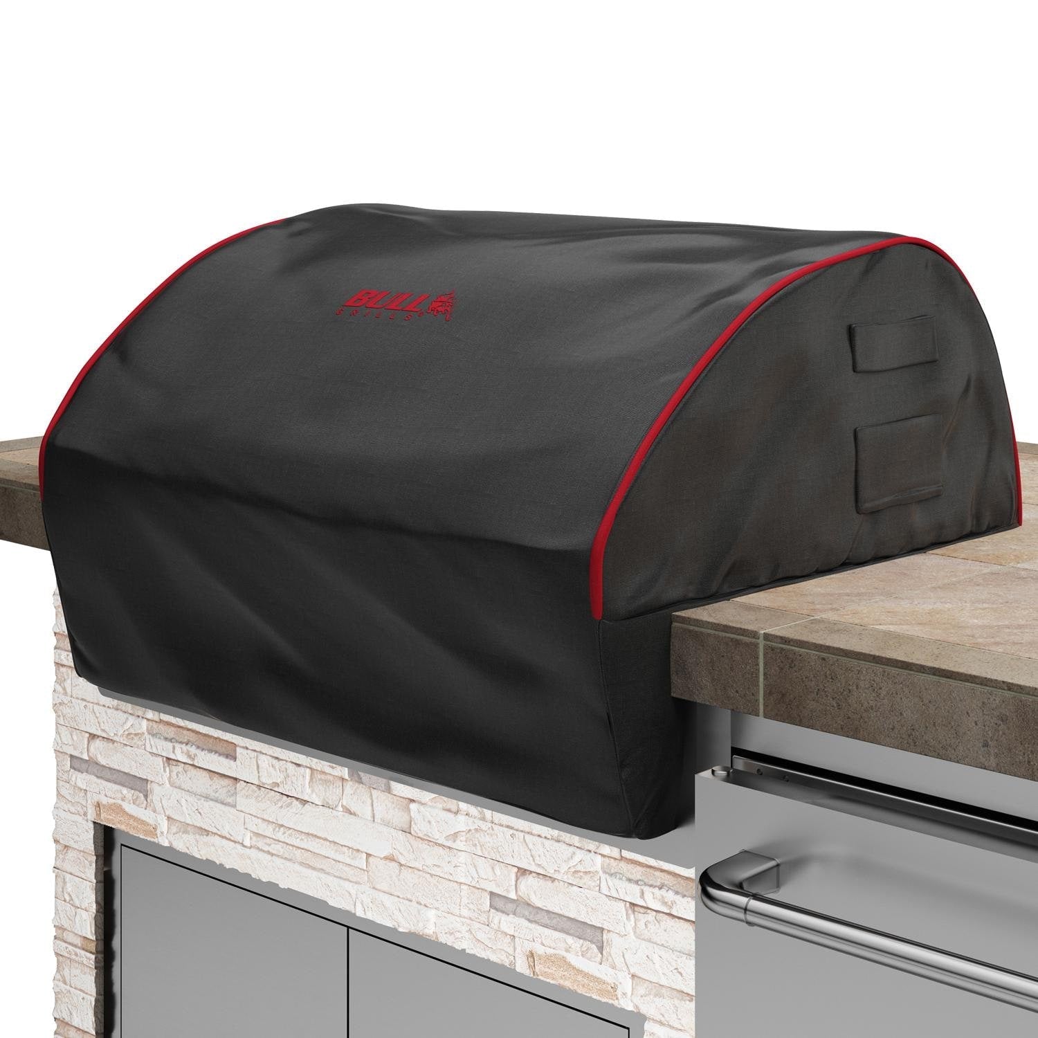 Bull Grills: 46 Diablo Head Premium Cover/Black Red Piping & Stitched Logo