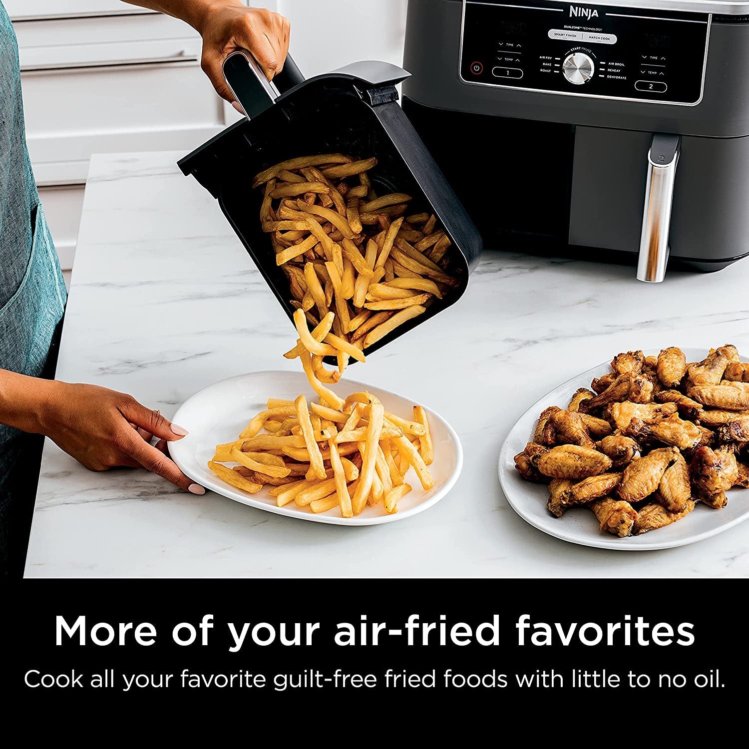 DZ401 Foodi 10 Quart 6-In-1 Dualzone XL 2-Basket Air Fryer with 2 Independent Frying Baskets. Match Cook & Smart Finish to Roast. Broil. Dehydrate for Quick. Easy Family-Sized Meals. Grey - Image 10