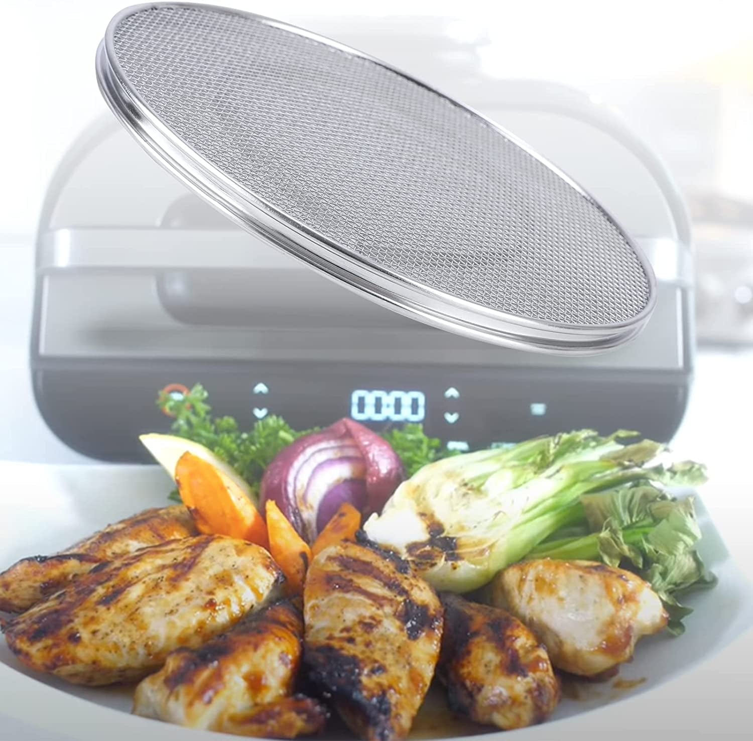 Stainless Steel Splatter Shield for FG551 Foodi. Accessories for Reusable Foodi Smart XL 6-In-1 Indoor Grill. Foodi Smart XL Accessories. Foodi Grill Air Fryer Accessories. Dishwasher Safe - Image 7