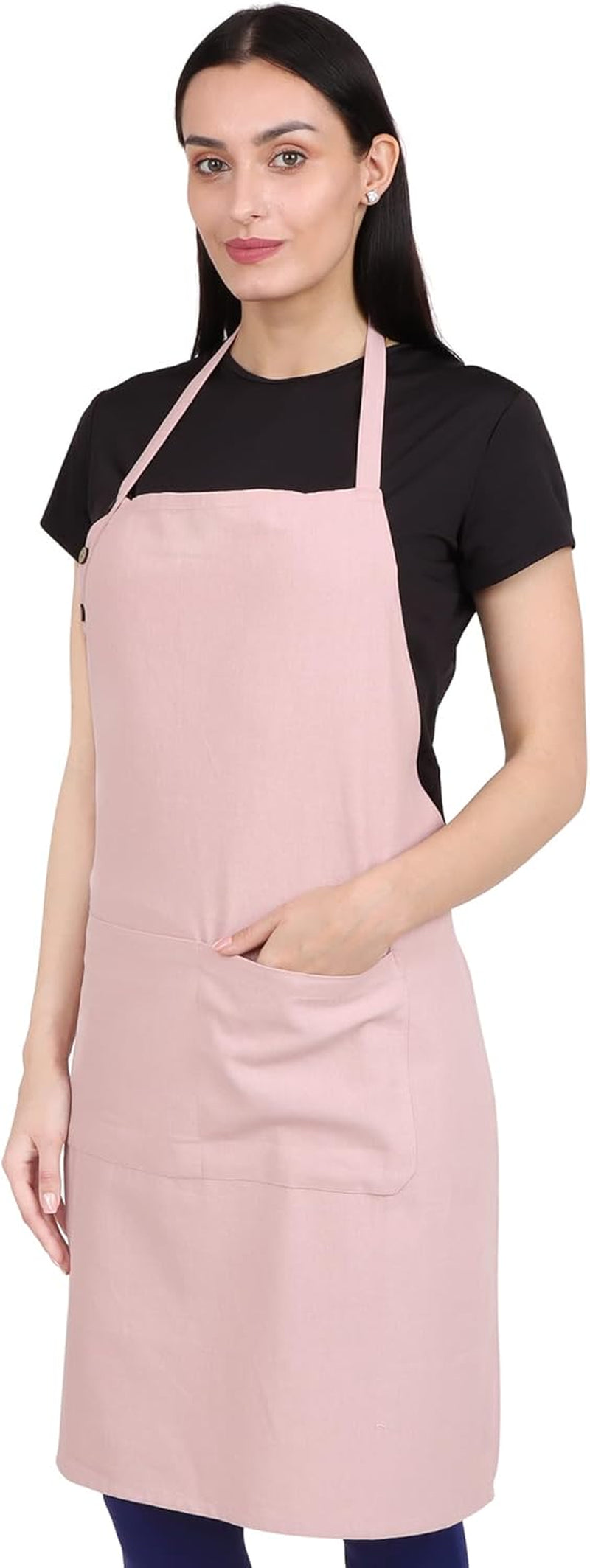 Kitchen Apron Cotton Waterdrop Resistant with Adjustable Aprons for Women with Pockets 8 Color Option Cooking - Image 9