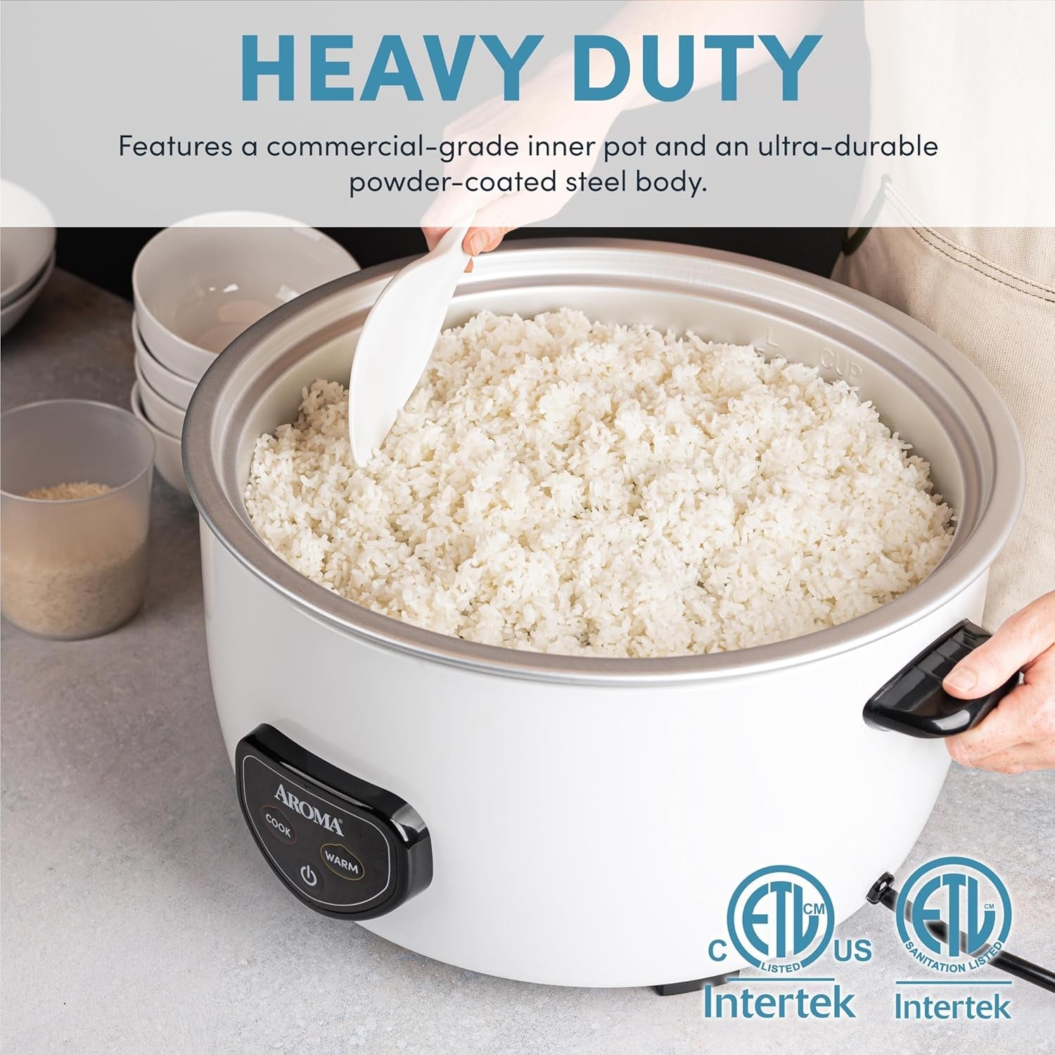 Aroma Housewares Commercial 60-Cup (Cooked) / 14Qt. Rice & Grain Cooker (ARC-1430E). White - Image 2