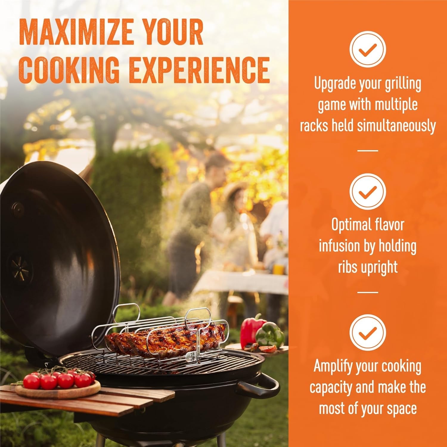 Yukon Glory Rib Racks for Grilling and Smoking | Rib Grilling Rack | Rib Holder for Smoker | BBQ Rib Rack | Grill Rack for Outdoor Grill | Grilling Accessories | BBQ Accessories - Image 3